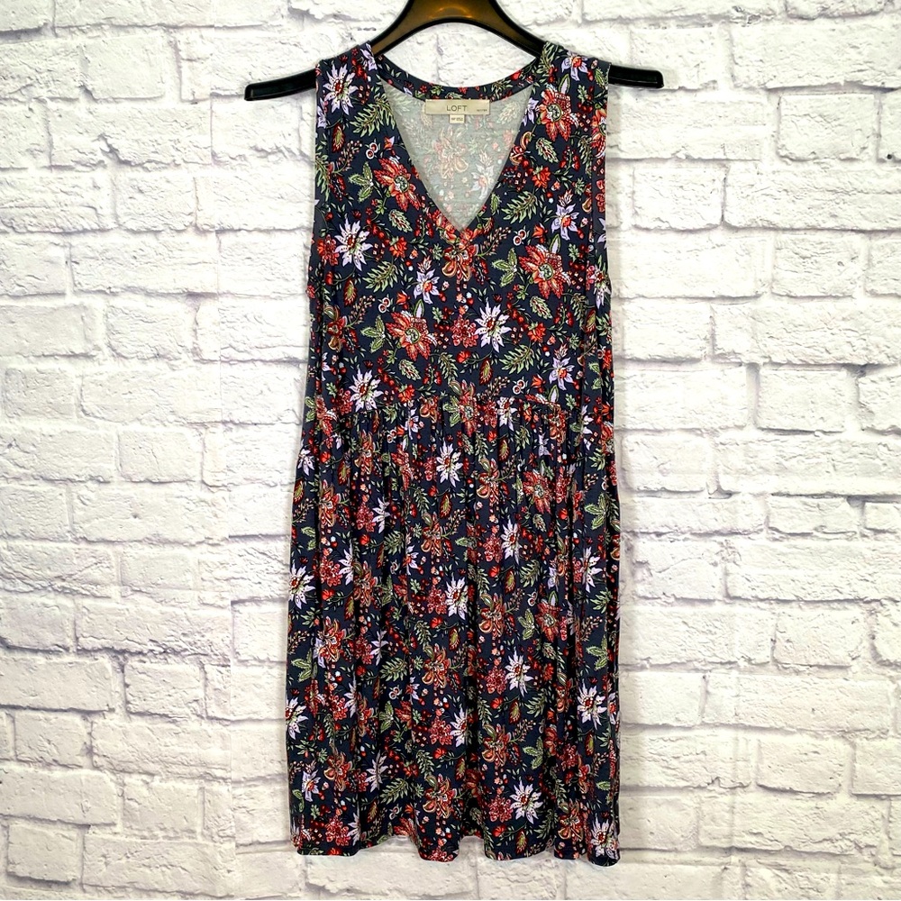 Loft Garden V-Neck Swing Dress Size XSP